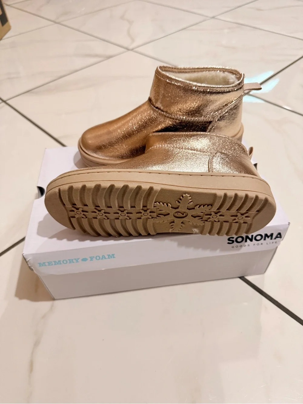 Sonoma Kids Metallic Rose Gold Cozy Ankle Boots
